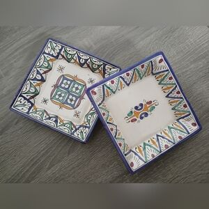 Vintage Ceramic Moroccan Dish Trinket Tray Set of 2